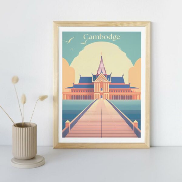 affiche vintage cambodge en cadre